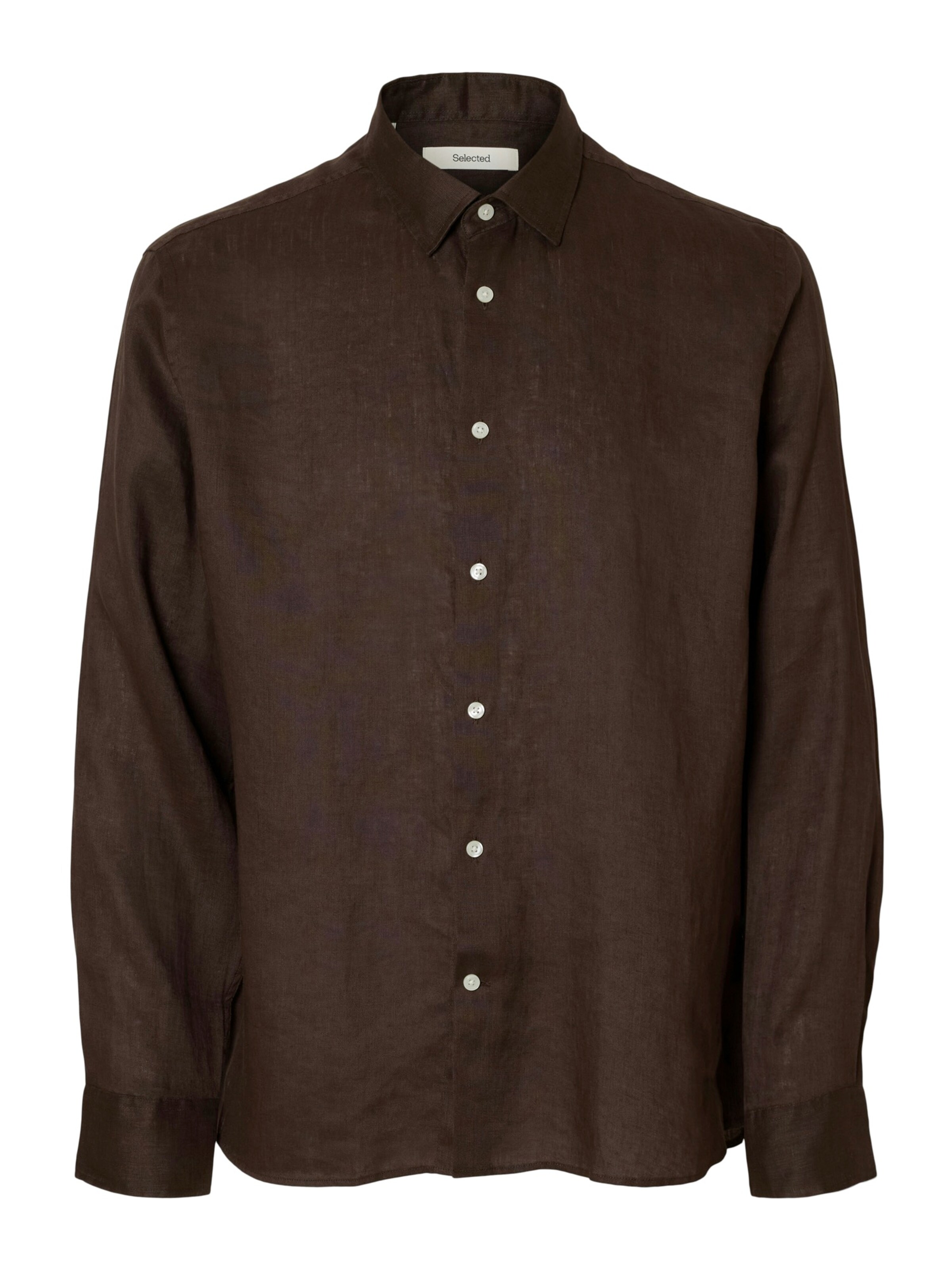 SELECTED Button Up Shirt 'SLHKYLIAN' in Brown: front