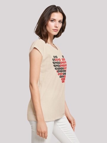 F4NT4STIC Shirt 'I love you 01001001 Binary Code Herz  Valentinstag' in Beige