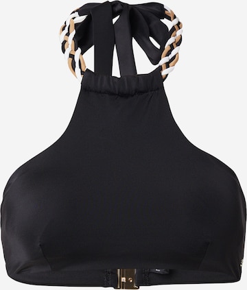 juoda BOSS Aukštu kaklu Bikinio viršutinė dalis 'BRAID': priekis