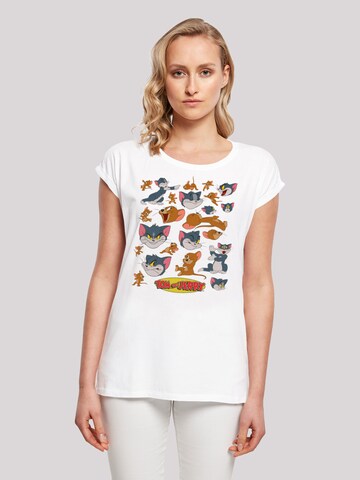 F4NT4STIC Shirt 'Tom and Jerry Many Faces' in Wit: voorkant