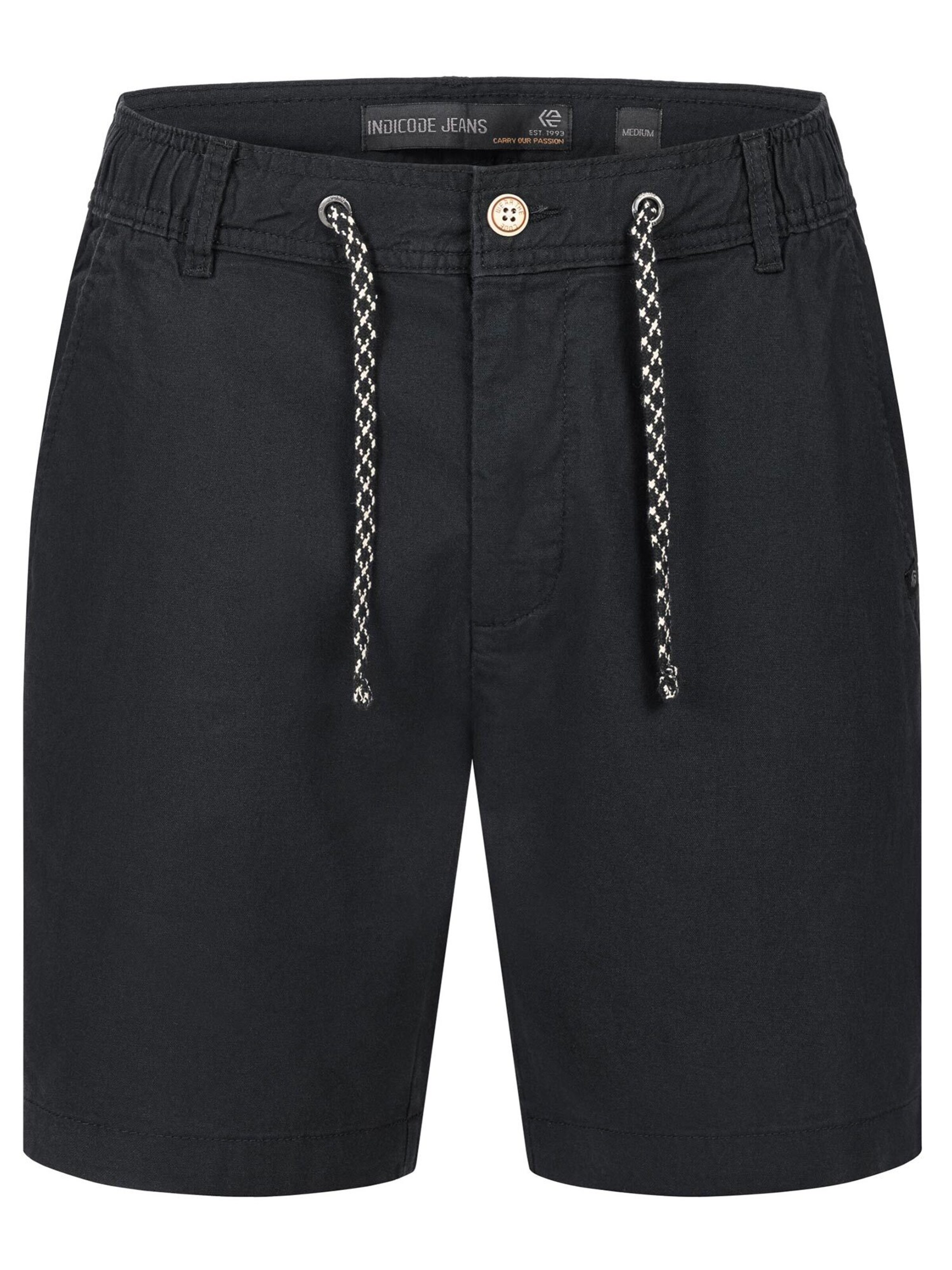 INDICODE JEANS Regular Broek 'InBow' in Zwart: voorkant