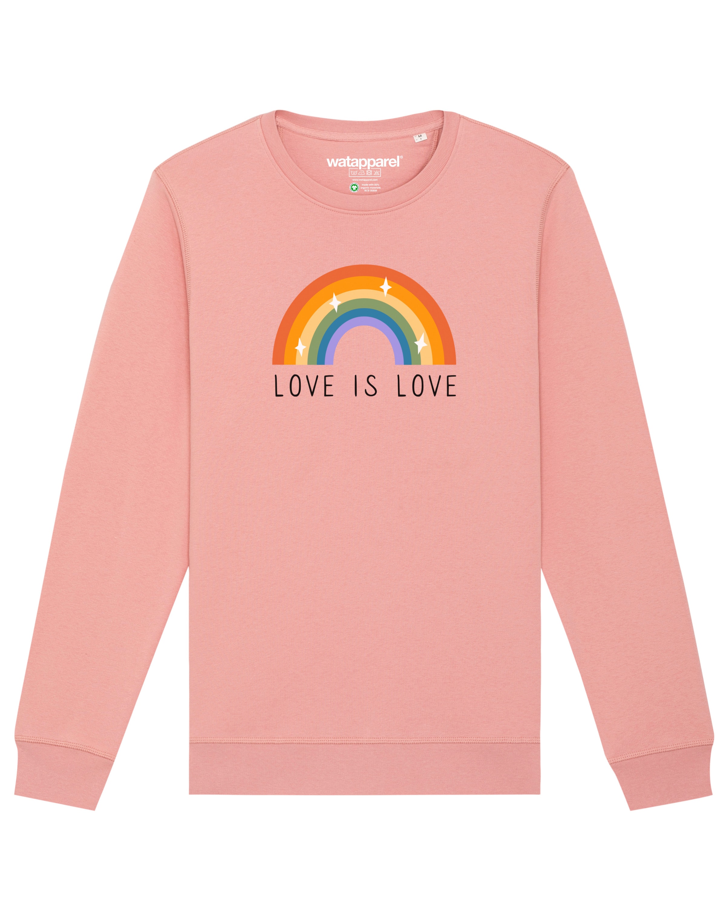 Watapparel Sweatshirt ' Love is Love ' in Roze: voorkant