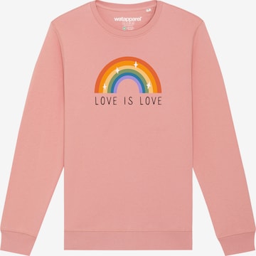 Watapparel Sweatshirt ' Love is Love ' in Roze: voorkant