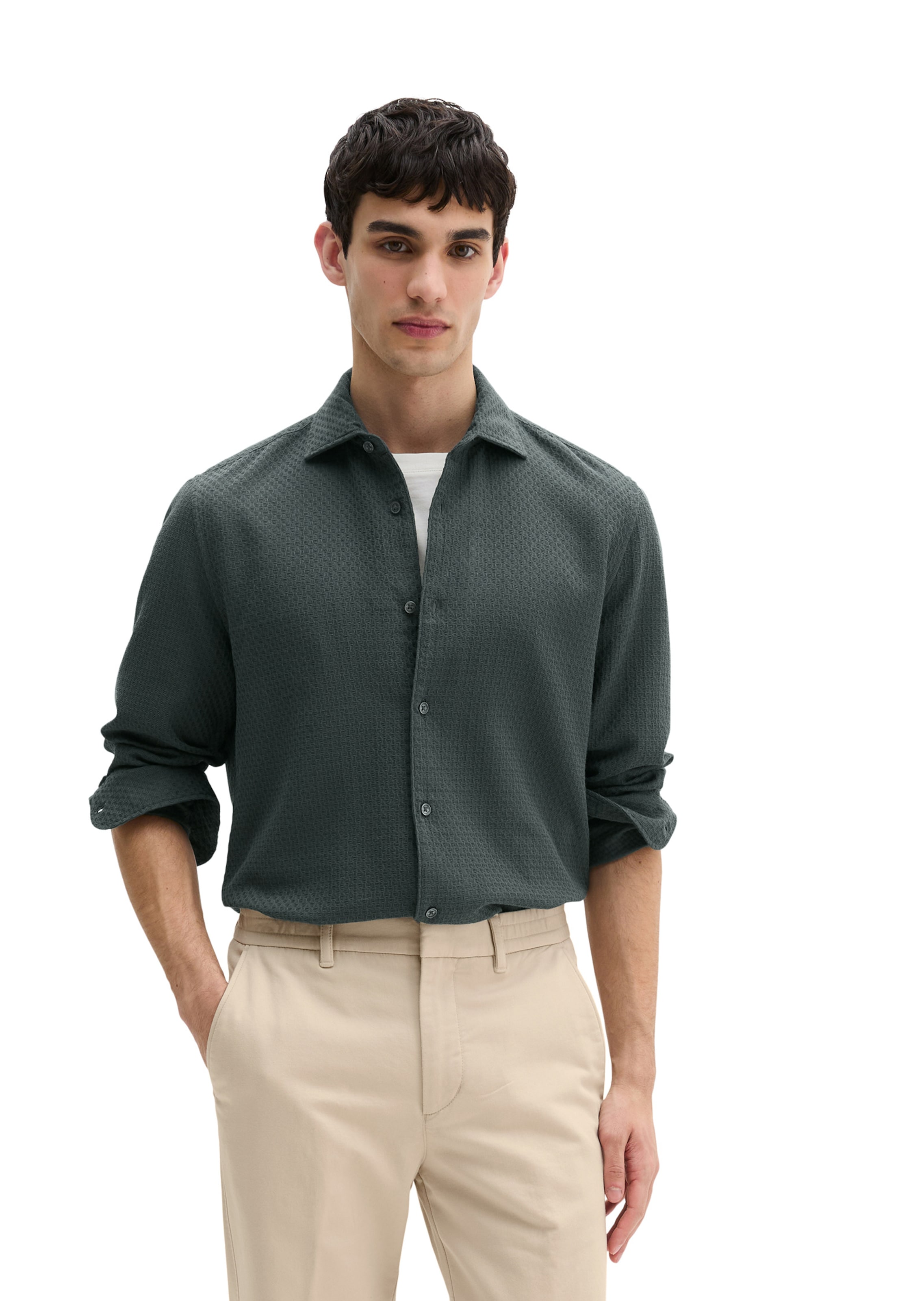 Marc O'Polo Regular fit Button Up Shirt in Grey: front