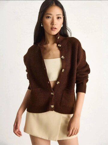 Bianco Lucci Knit Cardigan in Brown