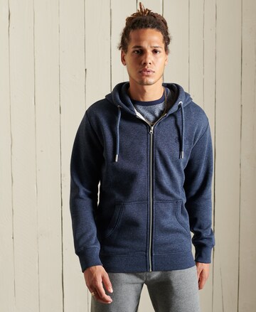 Superdry - Sudadera con cremallera en azul: frente