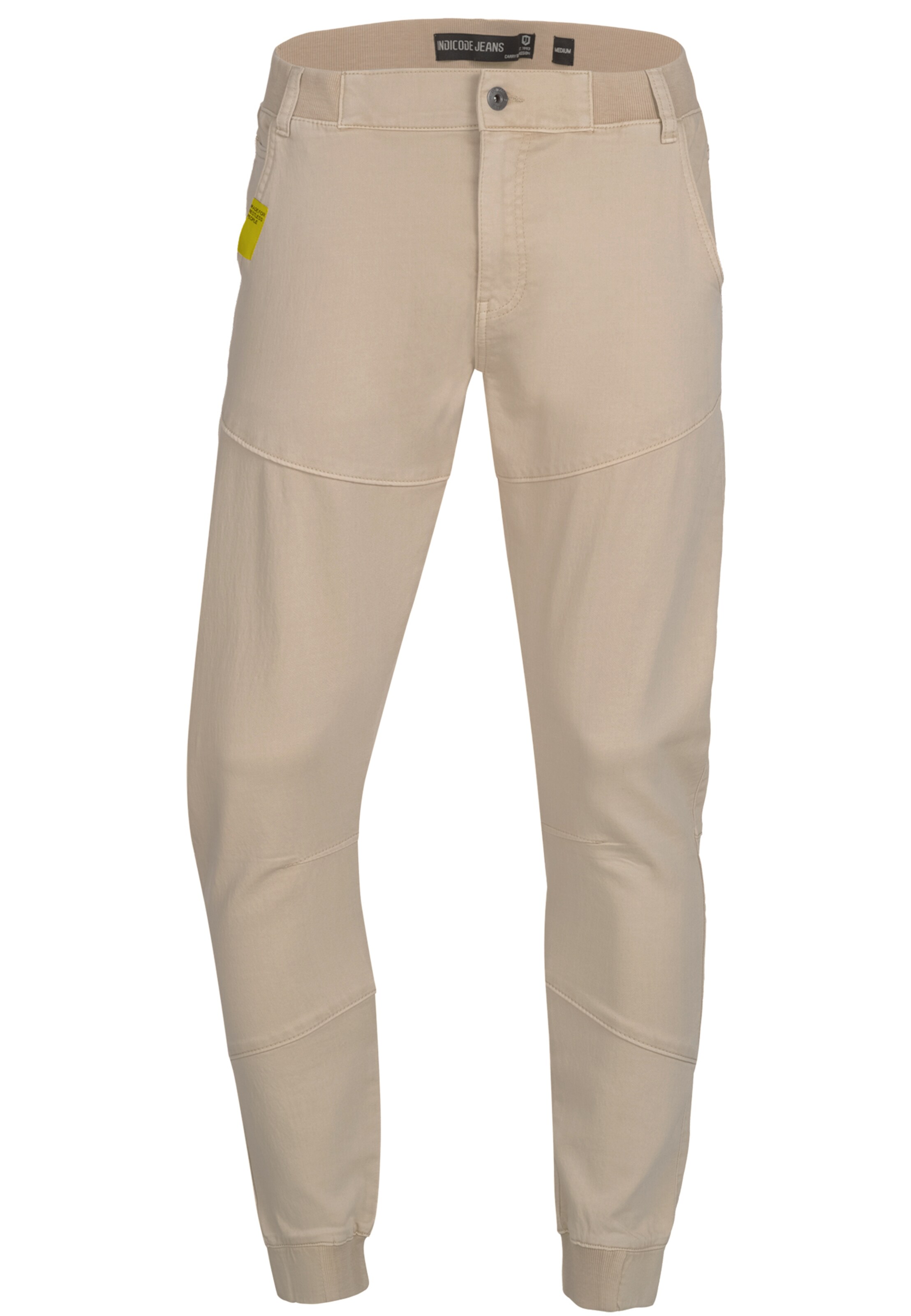 INDICODE JEANS Tapered Trousers 'Zannes' in Beige: front