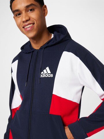 ADIDAS SPORTSWEAR Athletic Zip-Up Hoodie 'Essentials Colorblock ' in Blue