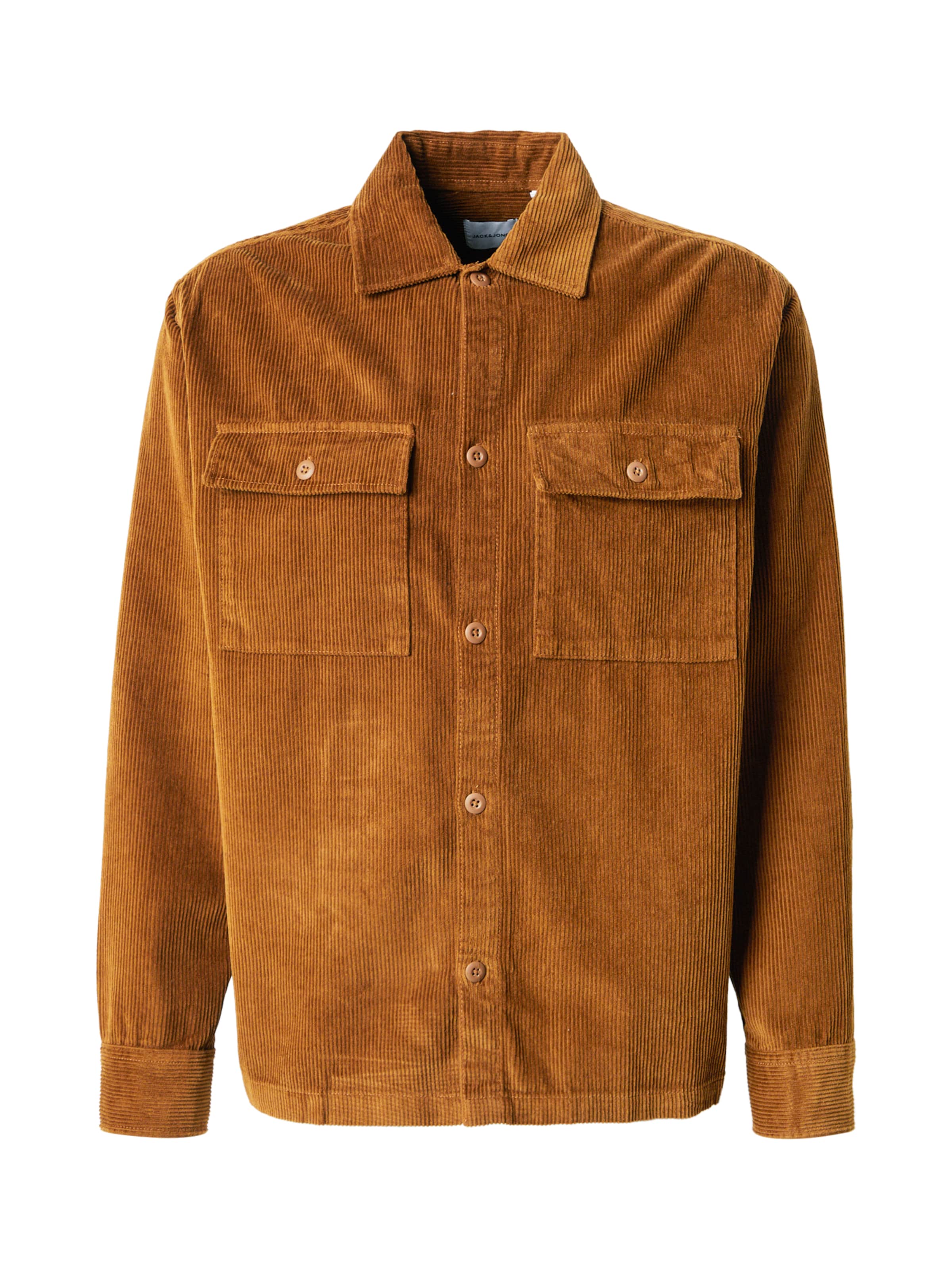 JACK & JONES Comfort fit Button Up Shirt 'JJEPERFECT' in Brown: front