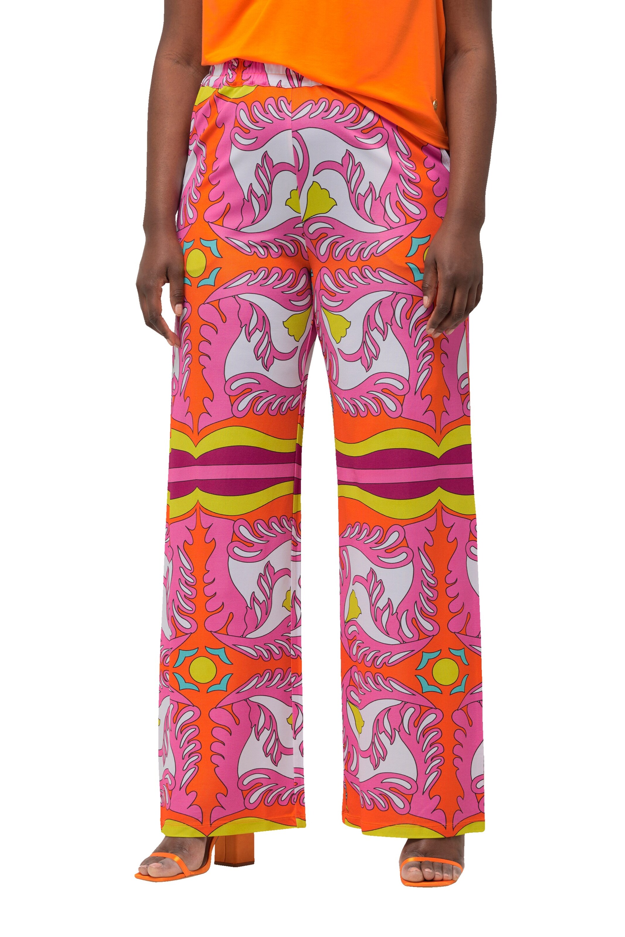 Ulla Popken Wide Leg Hose in Orange: Vorderseite