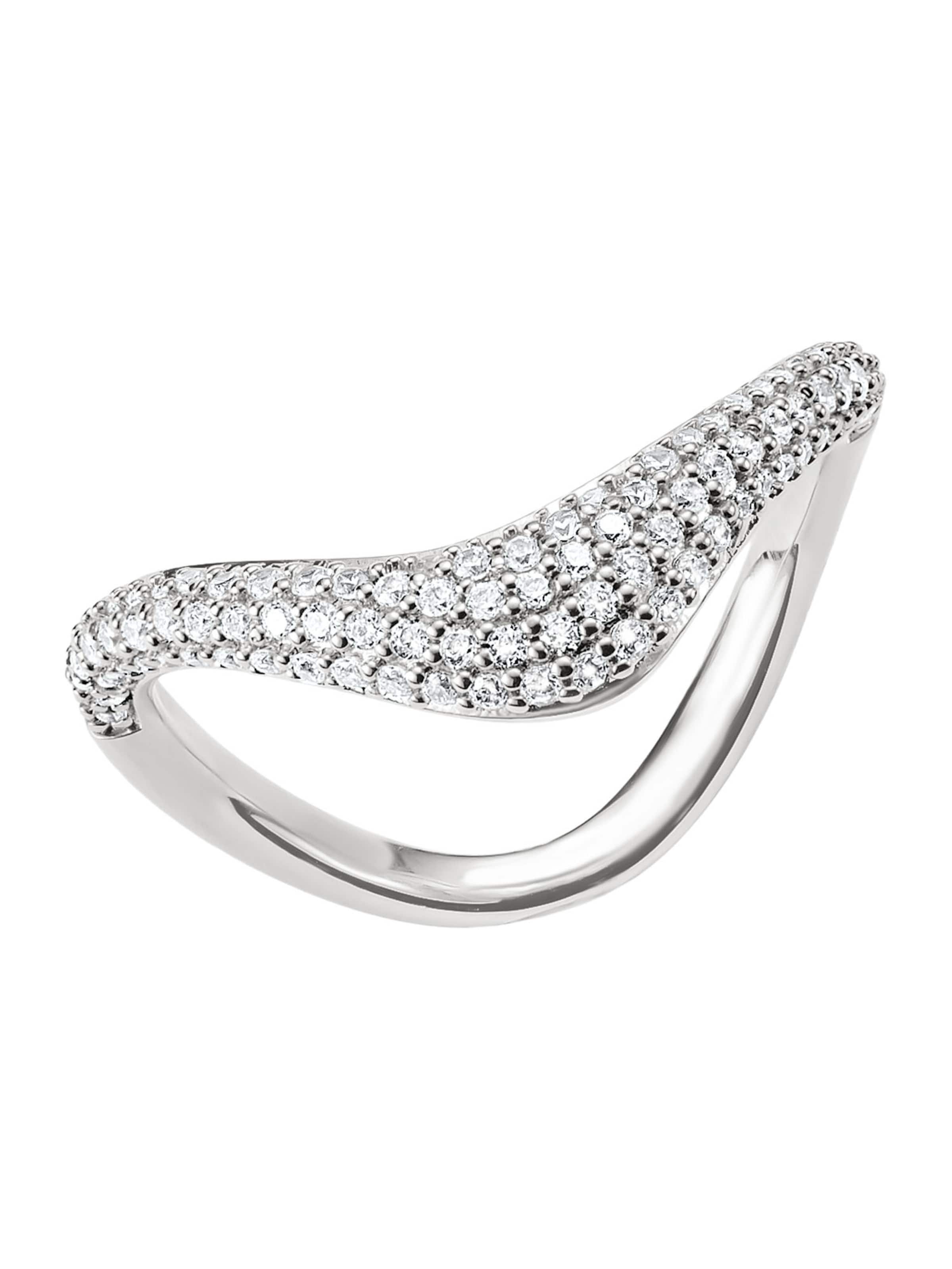 Thomas Sabo Ring in Wellenform mit weißem Zirkonia in Silber: Vorderseite