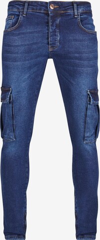 2Y Premium Skinny Cargo Jeans in Blue: front