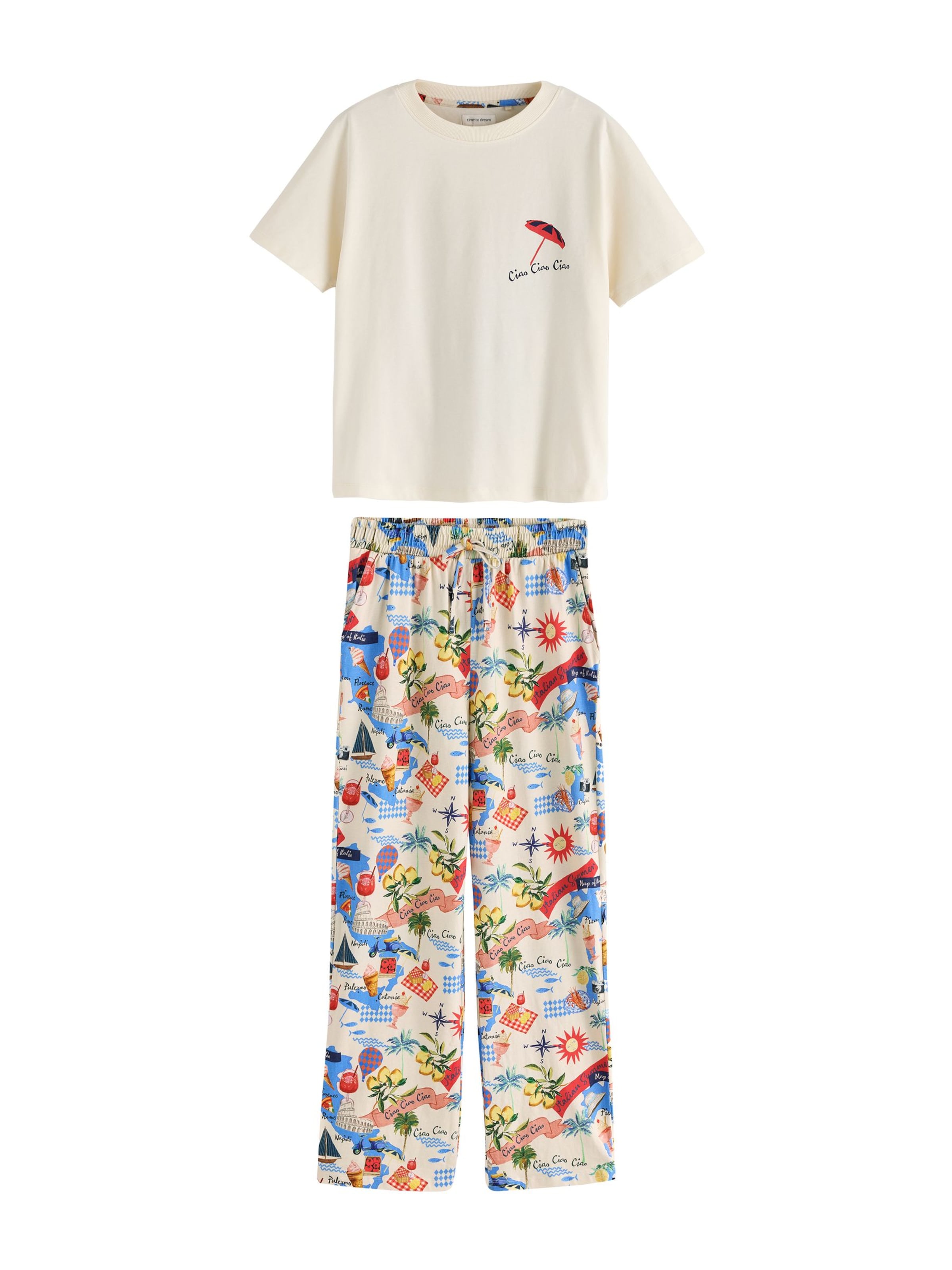 Next Pyjamas i S/regular i ecru / blå / gul / rød, Produktvisning
