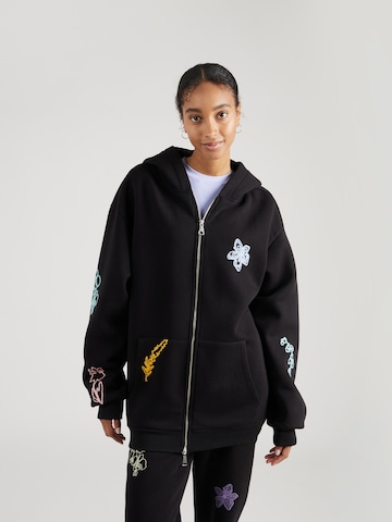 florence by mills exclusive for ABOUT YOU Zip-Up Hoodie 'Merrit' in Black: front