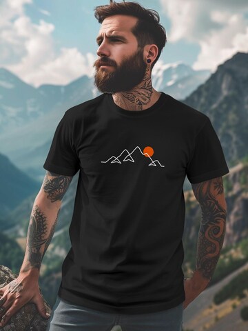 Neverless Shirt 'Berg Linie' in Black