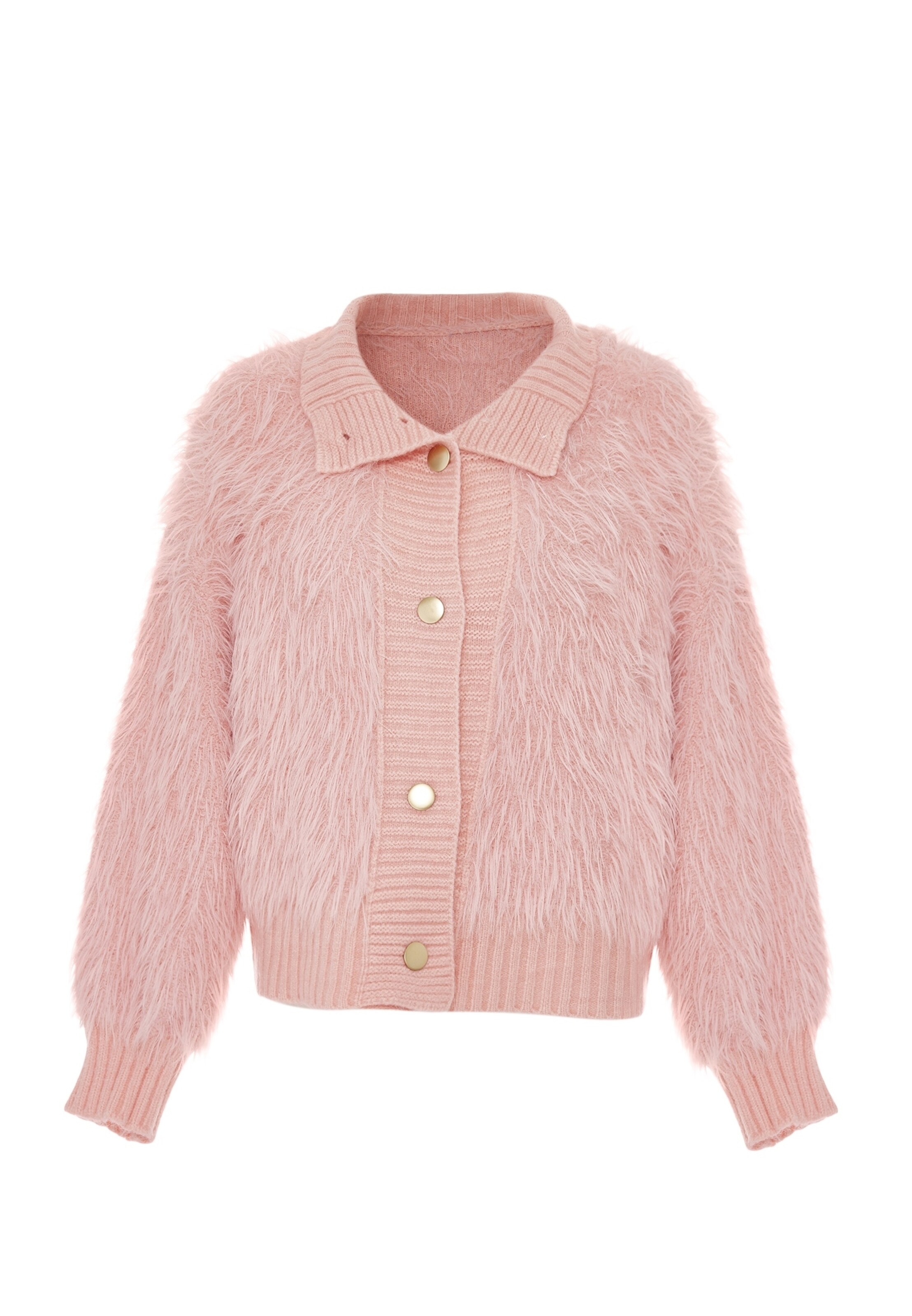 Poomi Gebreid vest in Roze: voorkant