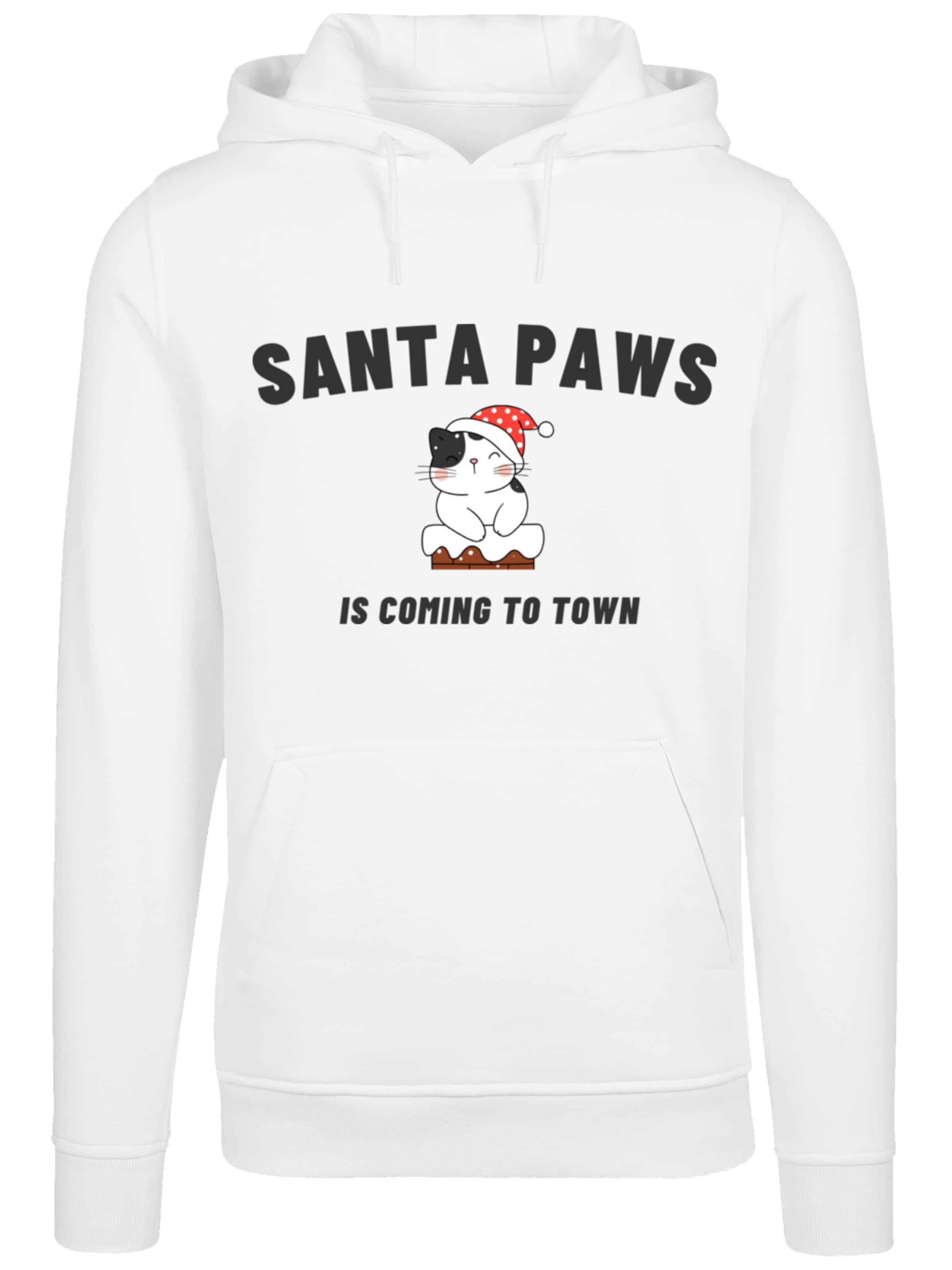F4NT4STIC Sweatshirt 'Santa Paws Christmas Cat' in Wit: voorkant