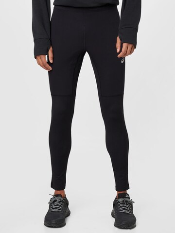 ASICS Skinny Workout Pants 'Windblock' in Black: front