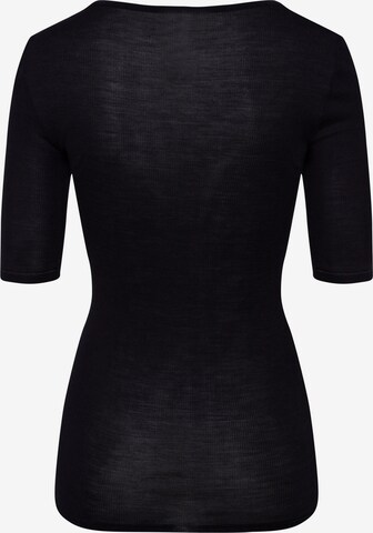 Hanro V-Shirt ' Woolen Lace ' in Schwarz