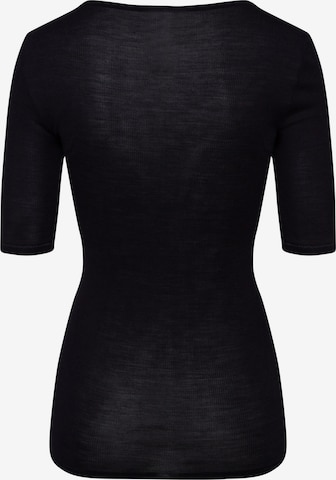 Hanro V-Shirt ' Woolen Lace ' in Schwarz