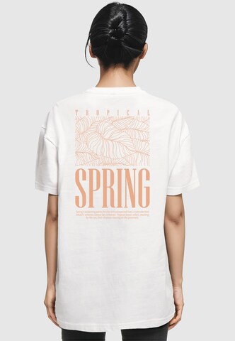 Merchcode Shirt 'Tropical Spring' in Weiß: Vorderseite