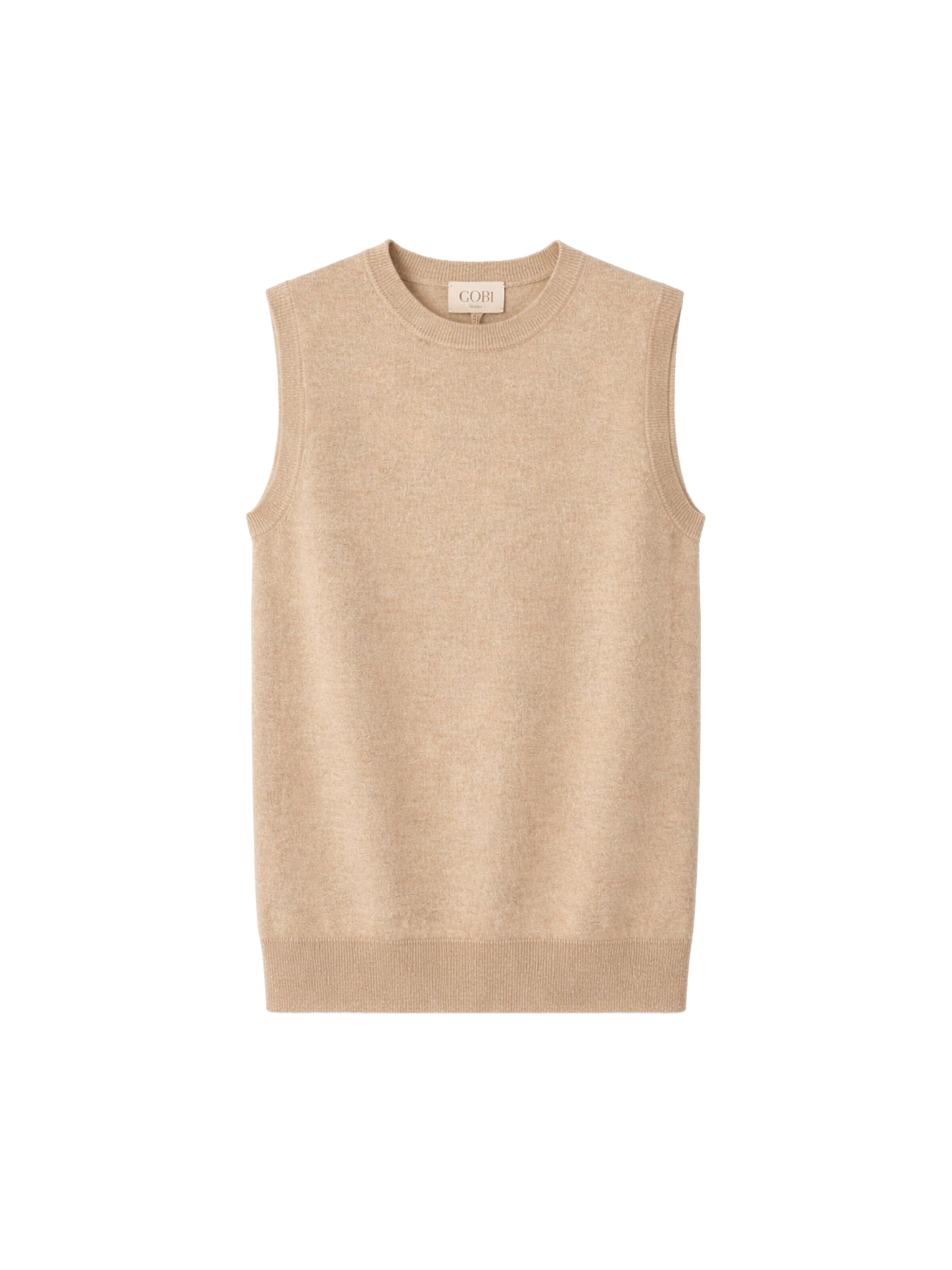 Cardigan 'Women's Essential Cashmere Crewneck Vest' GOBI Cashmere en beige : devant
