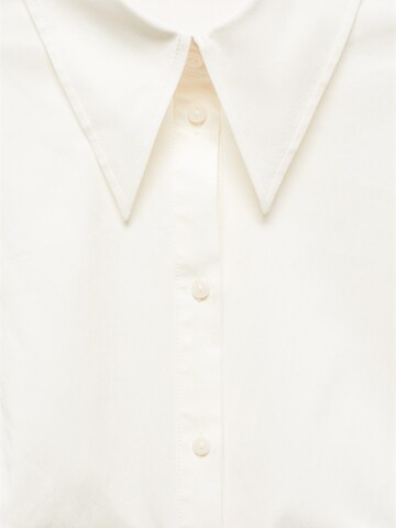 Bluză 'FRUNCI' de la MANGO pe alb