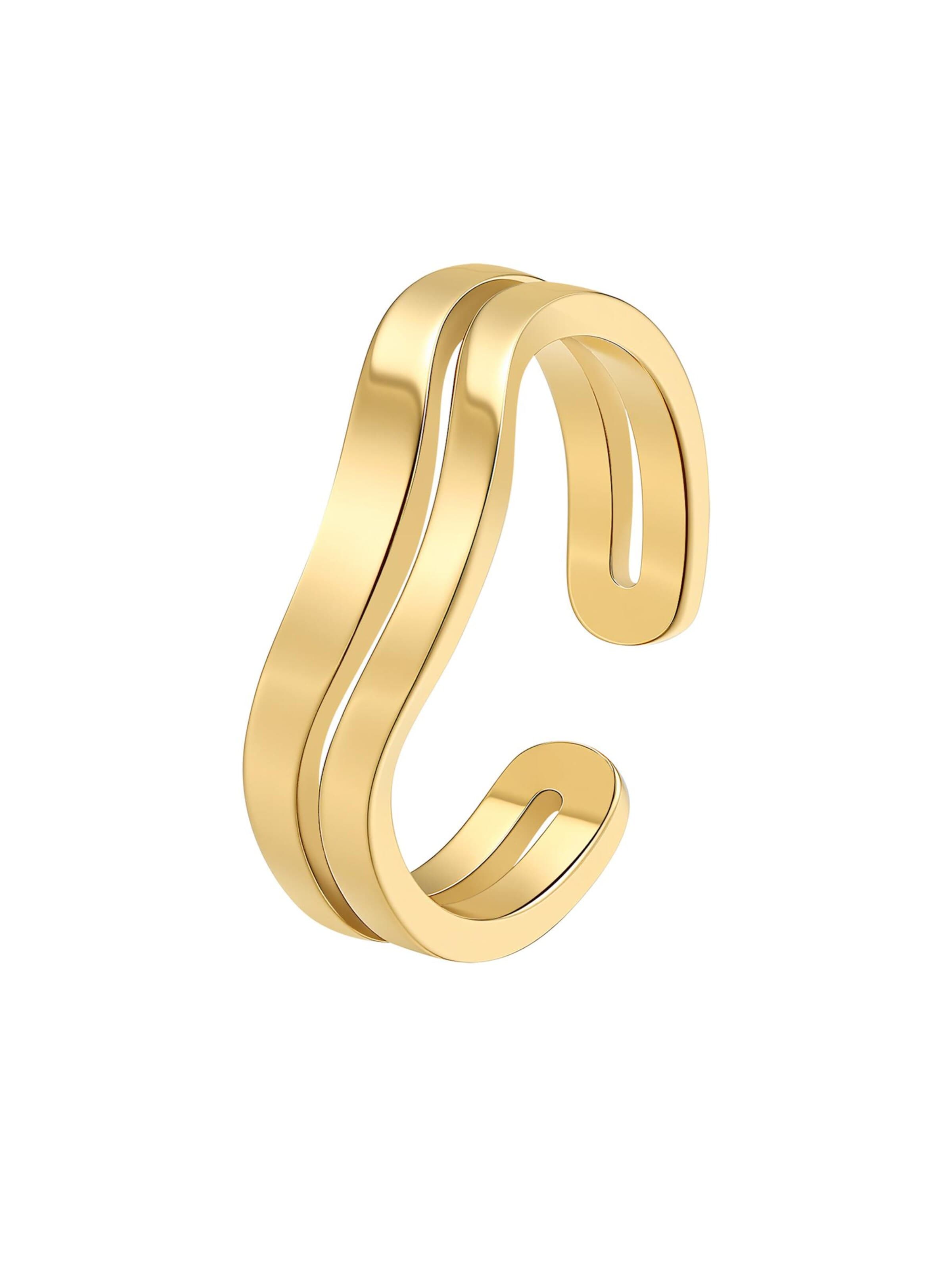 Hey Happiness Ring 'Wave Open'‌‌‌‌‌‌‌‌ in Gold: Vorderseite