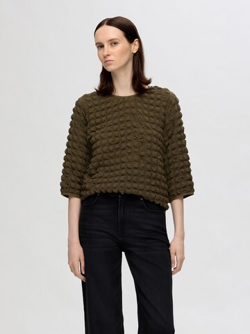 T-shirt SELECTED en vert : devant