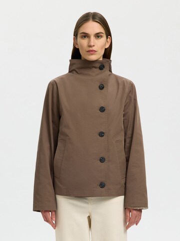 SELECTED Between-seasons coat in Brown: front