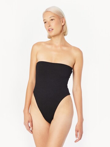 Misspap Bandeau Swimsuit in Black: front