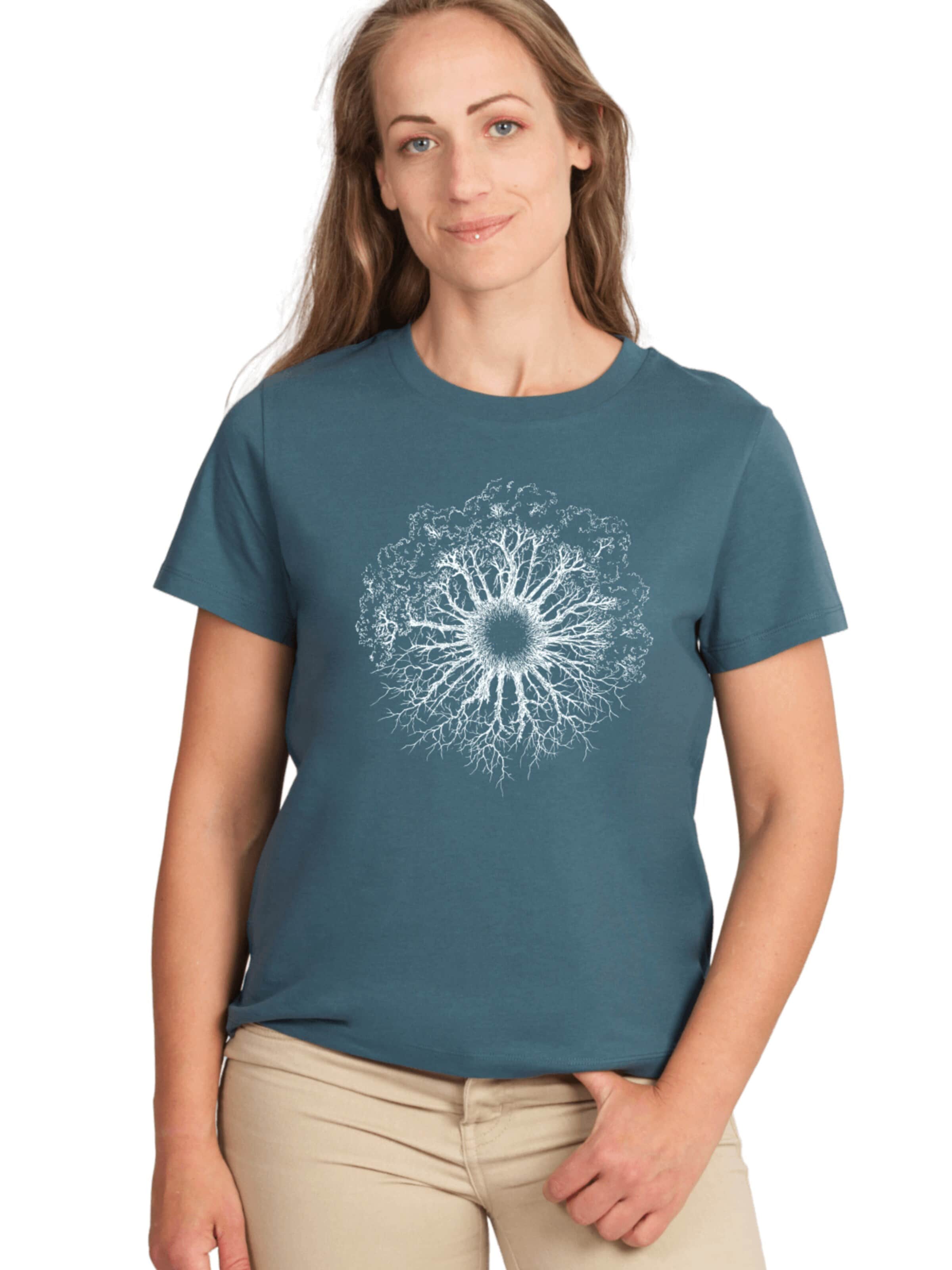 Life-Tree Shirt 'Fairwear Organic Stargazer WoodenIris'‌‌‌ in Blau