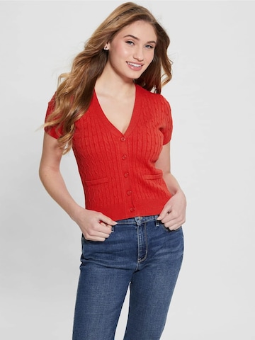GUESS Knit Cardigan in Red: front