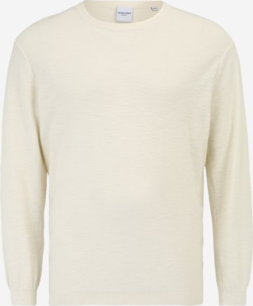 Jack & Jones Plus Sweter 'CRAYON' w kolorze biały: przód