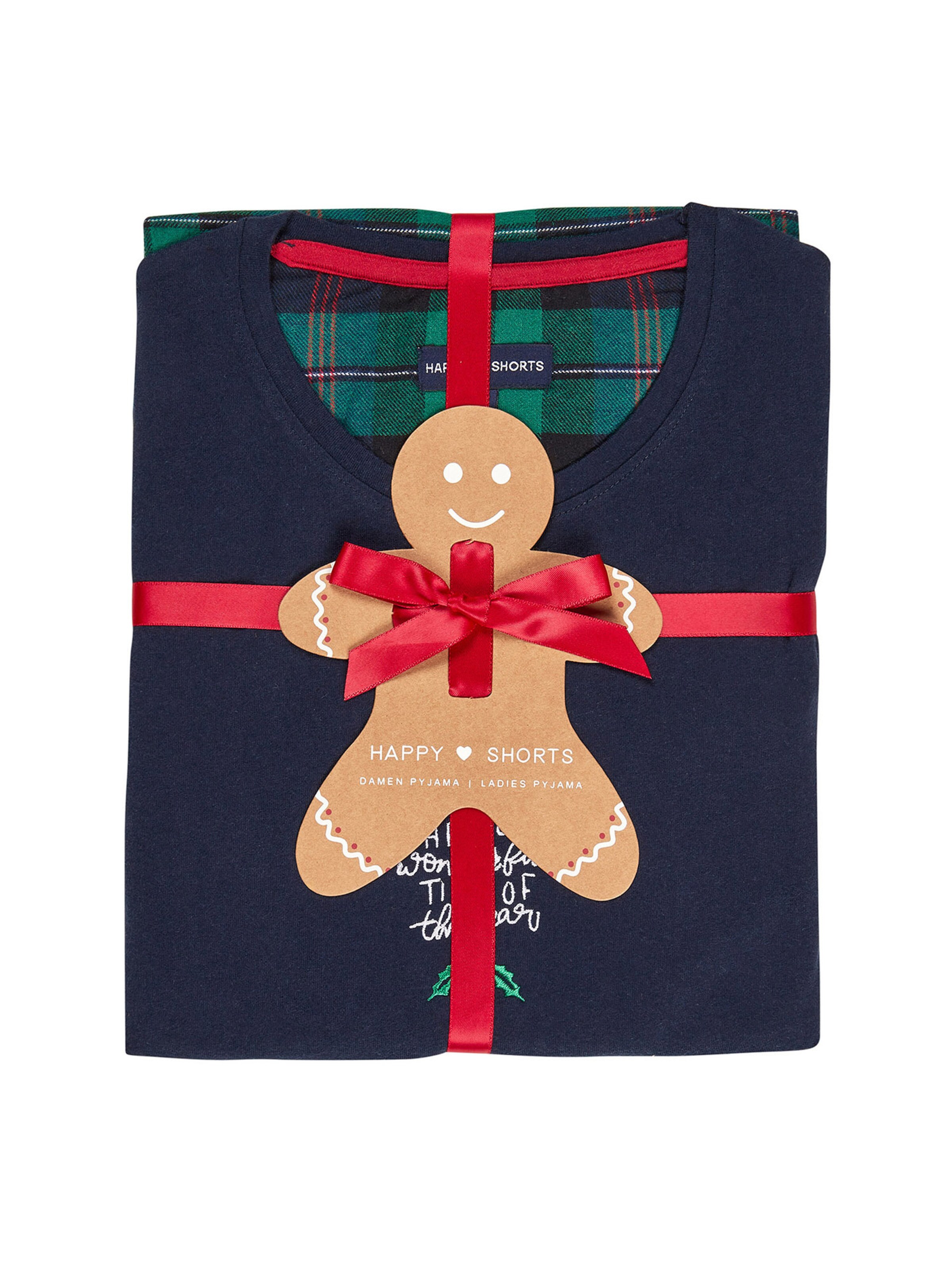 Happy Shorts Pyjama 'Xmas' in Blau