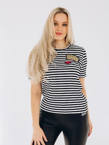 RADADA Shirt 'CROWN AND RED LIPS' in Black: front