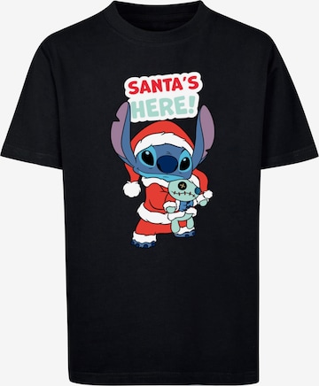 ABSOLUTE CULT Shirt 'Lilo And Stitch - Santa Is Here' in Zwart: voorkant