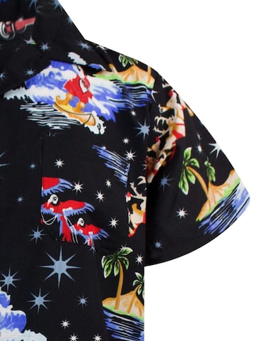 King Kameha Regular fit Overhemd 'Christmas Surf Santa' in Zwart