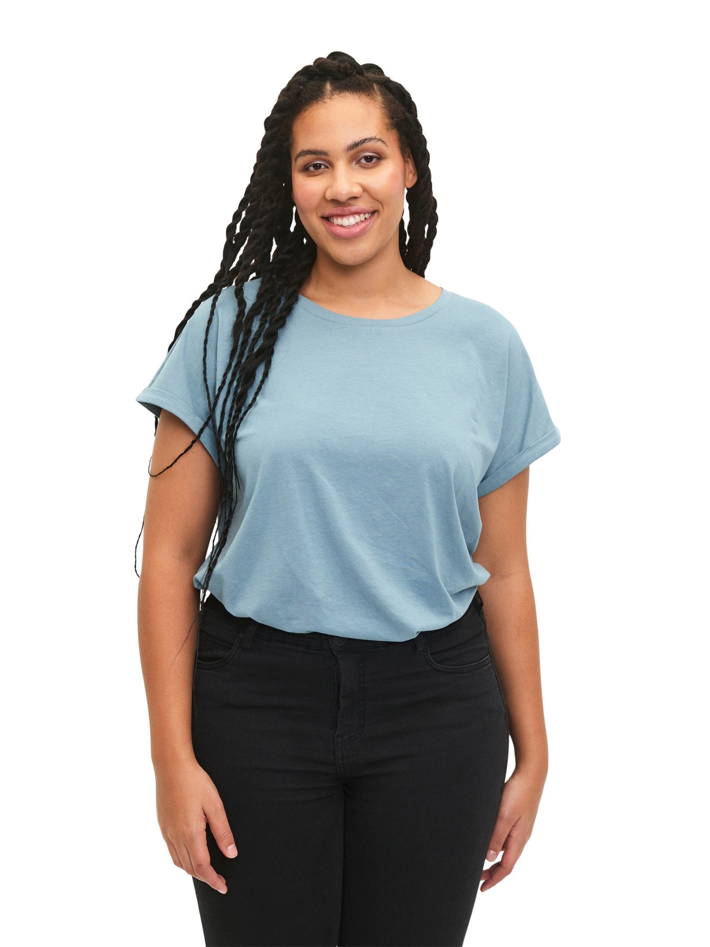 Zizzi Shirt 'MKATJA' in Blue: front