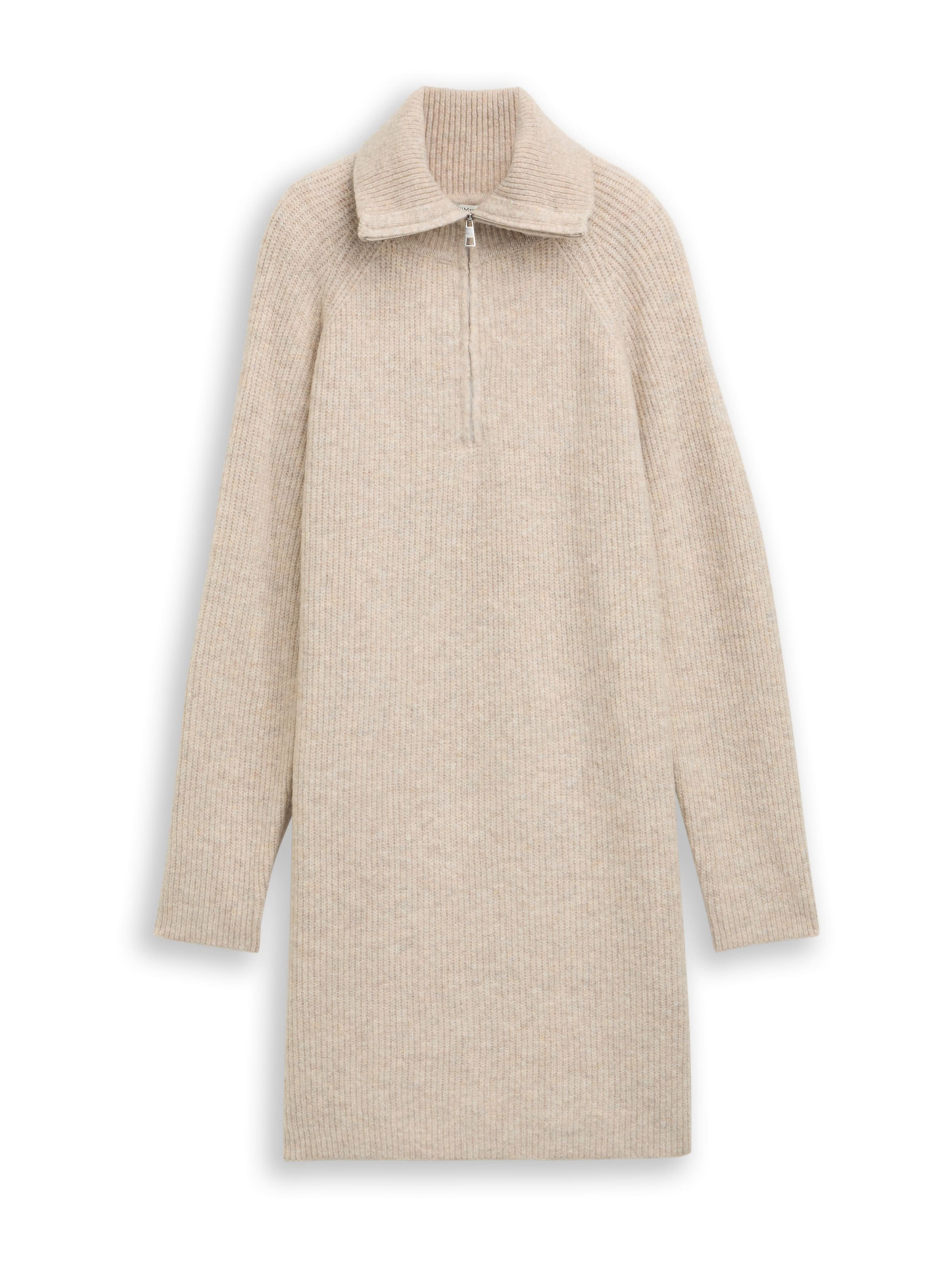 smėlio TOM TAILOR DENIM Megzta suknelė: priekis