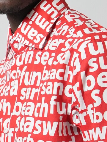 HENRIK Slim fit Button Up Shirt in Red