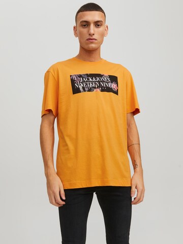 Tricou 'Flores' de la JACK & JONES pe portocaliu: față