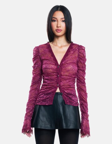 OW Collection Knit Cardigan 'Audrey' in Purple