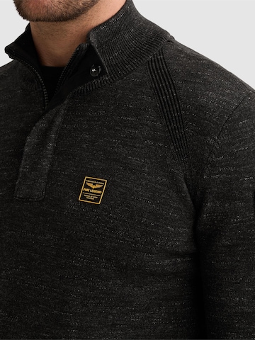 Pull-over 'Pullover with half-zip and raglan sleeves' PME Legend en noir