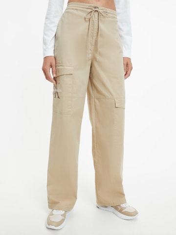 Calvin Klein Jeans Kargo hlače | bež barva: sprednja stran