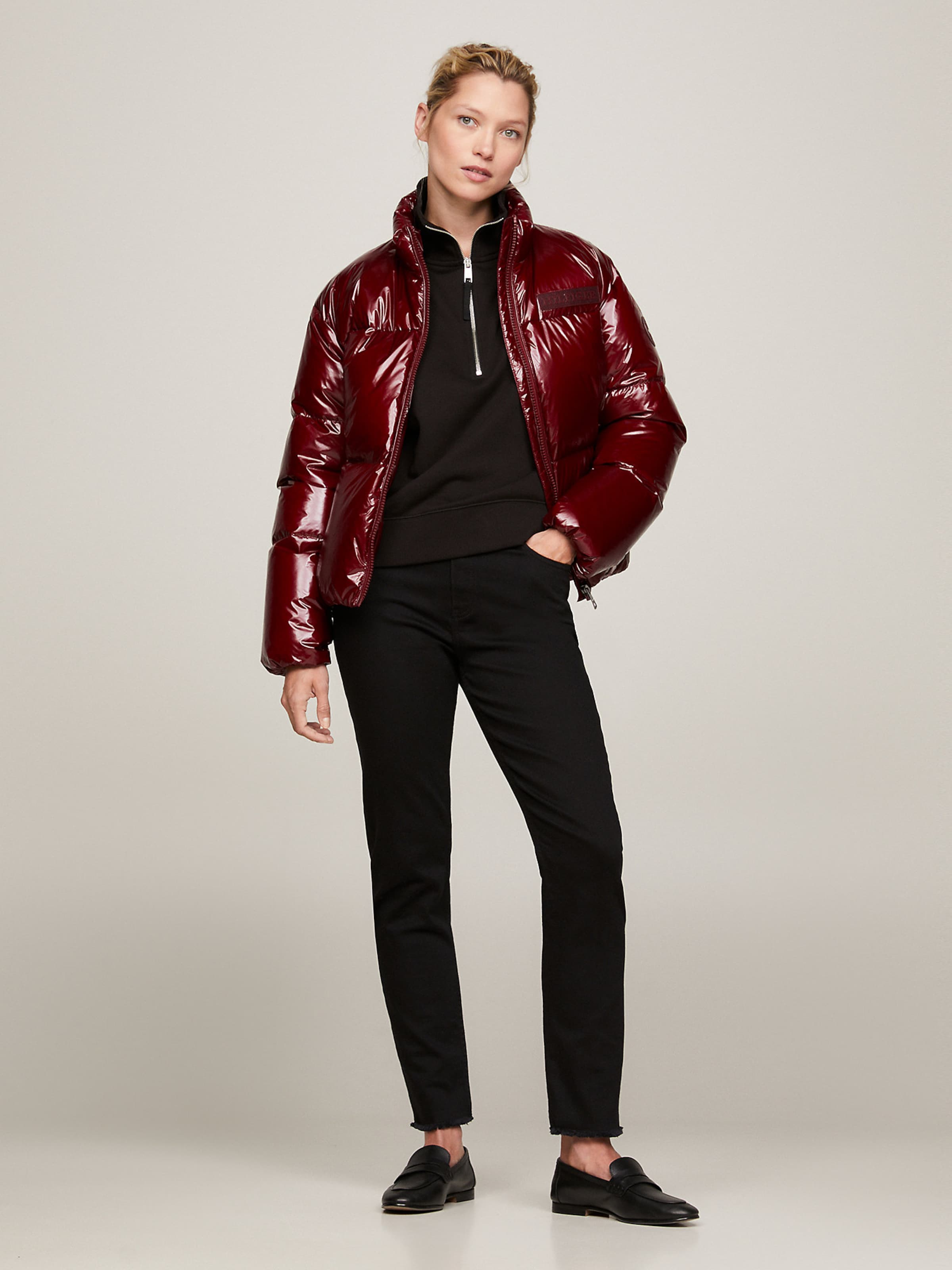 Tommy hilfiger red leather jacket 2025