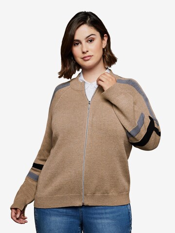 SHEEGO Knit Cardigan in Brown: front