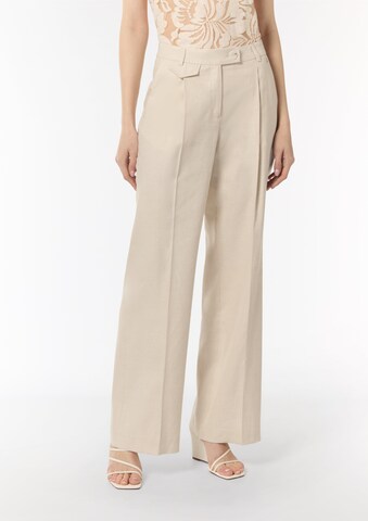 COMMA Wide leg Pleat-front trousers in Beige: front