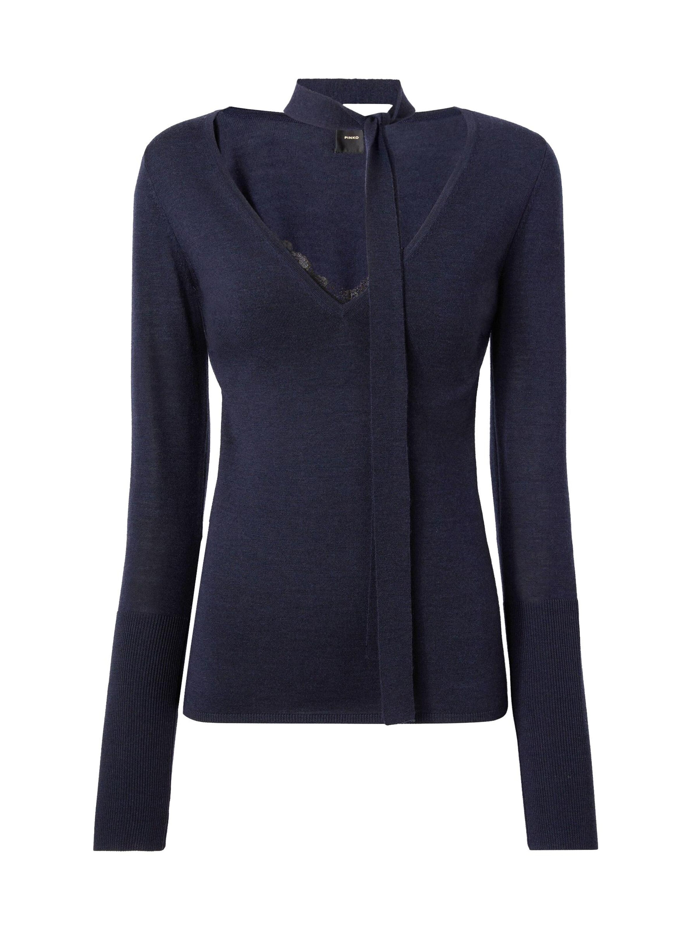 PINKO Pullover 'PINKO SOFFIO MAGLIA LINGERIE 100 LANA Maglieria'‌ in Blau: Vorderseite