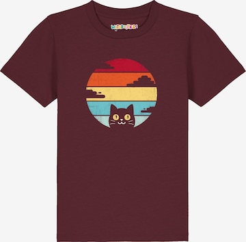 watabout.kids Shirt 'Retro Sunset Cat' in Red: front
